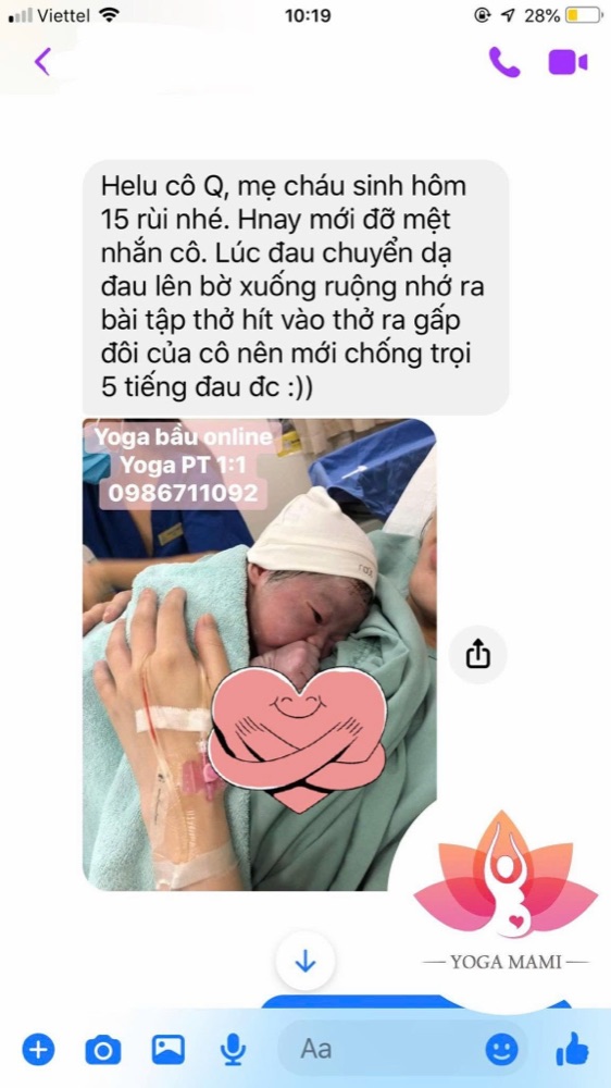 Tin nhắn cảm ơn của học viên sau sinh