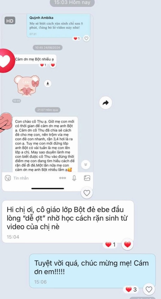 Tin nhắn: học cách rặn sinh từ video
